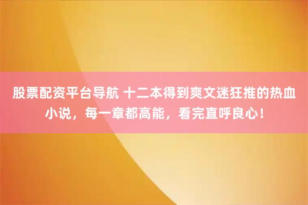 股票配资平台导航 十二本得到爽文迷狂推的热血小说，每一章都高能，看完直呼良心！